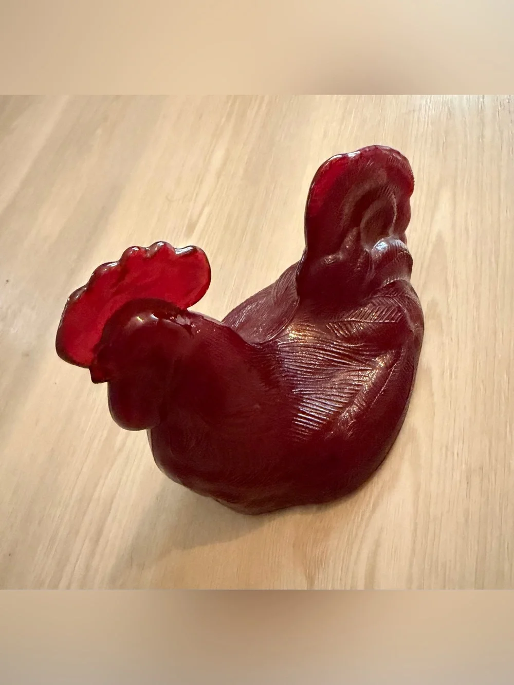 Vintage Rooster on Nest Footed Ruby Red 2 Piece Dish & Cover Ruby Red